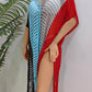 Fringe Color Block Scoop Neck Cover Up