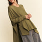 Davi & Dani High-Low Side Slit Batwing Sleeve Top