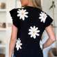 Double Take Full Size Ruffled Flower Round Neck Cap Sleeve Sweater