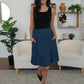 Elastic Waist Skirt with Pockets