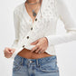V-Neck Button Up Cropped Cardigan