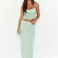Square Neck Sleeveless Top and Ruched Skirt Set