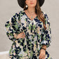 Plus Size Tied Printed Long Sleeve Romper
