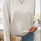 Striped Round Neck Dropped Shoulder Sweater