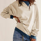 Contrast Trim Round Neck Long Sleeve Sweatshirt