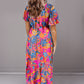 Sarah Opaque Printed Surplice Short Sleeve Maxi Dress