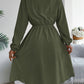 Collared Neck Long Sleeve Dress with Pockets