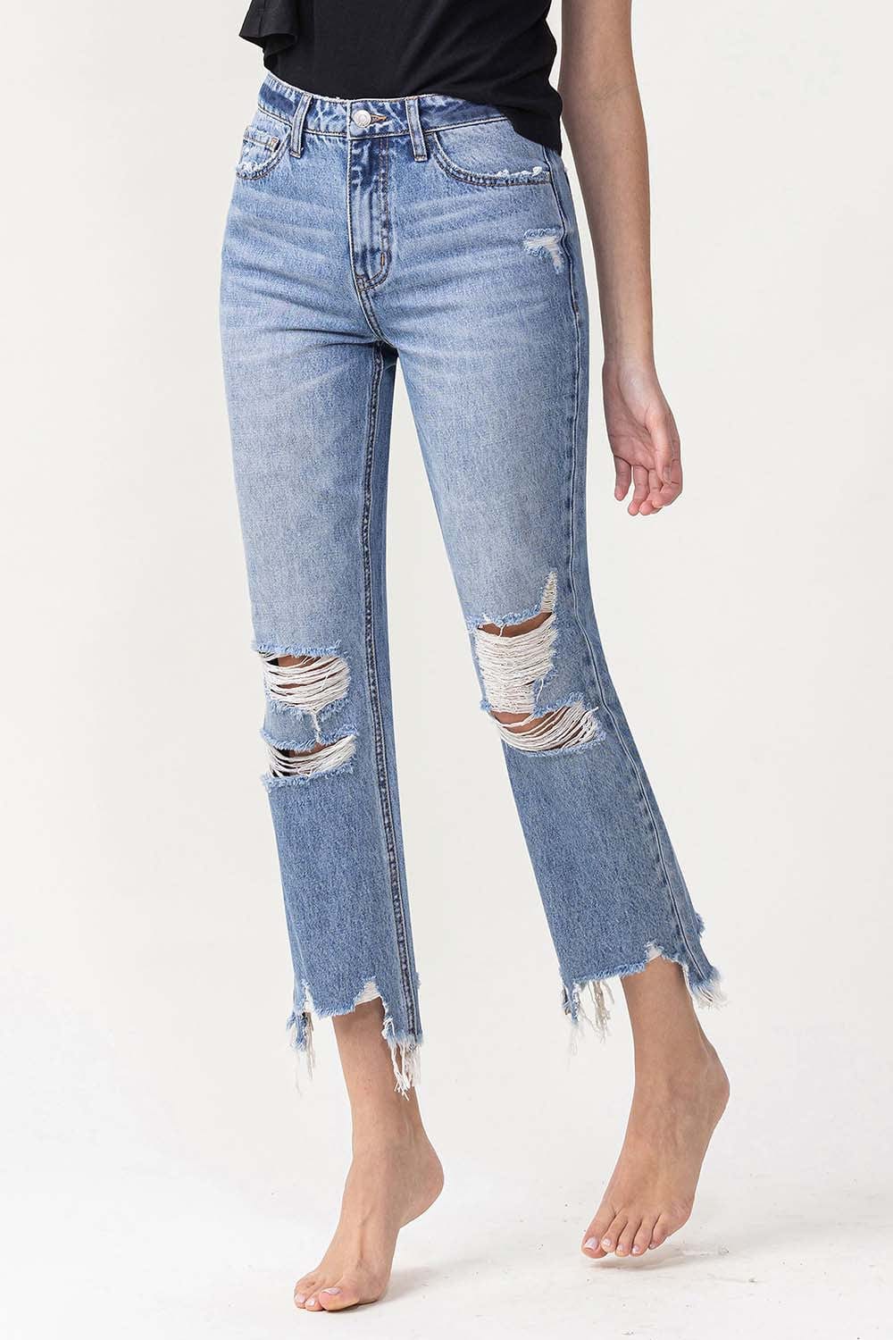 Lovervet High Rise Distressed Straight Jeans *