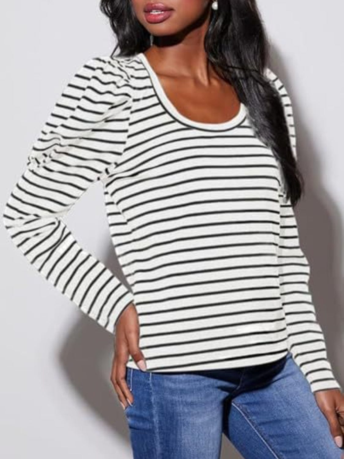 Full Size Striped Round Neck Long Sleeve T-Shirt