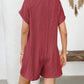 Button Detail Collared Neck Short Sleeve Romper