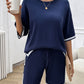 Devine Contrast Trim Round Neck Top and Shorts Set