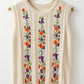 Embroidered Cable-Knit Round Neck Sweater Vest