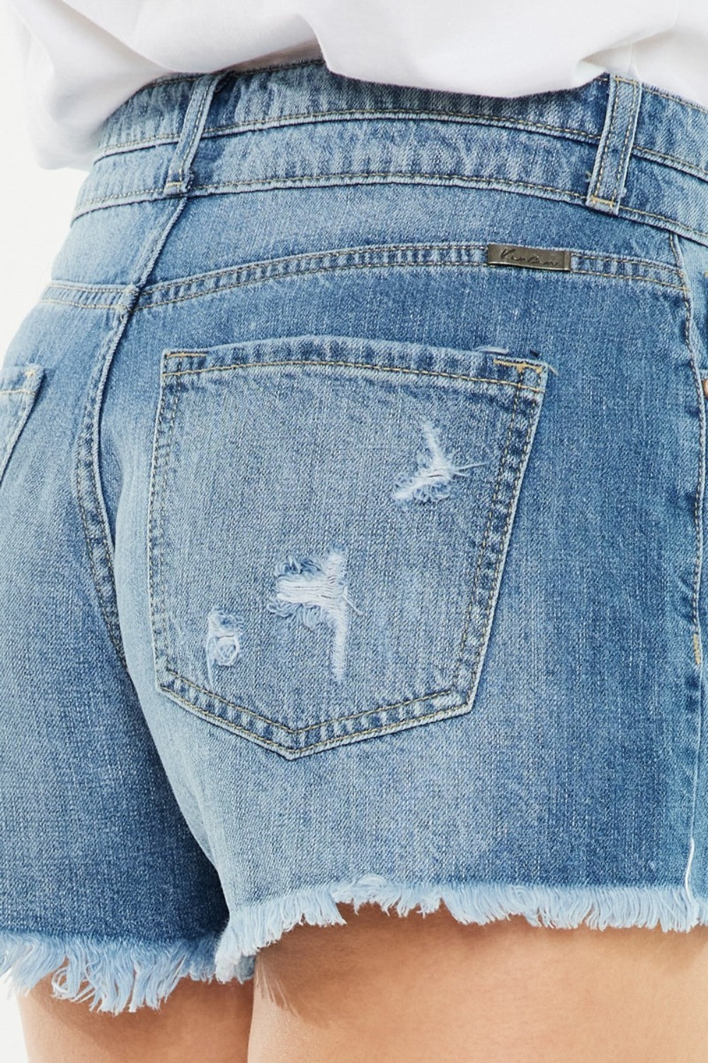 Kancan Full Size High Rise Raw Hem Denim Shorts *