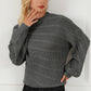 Cable-Knit Mock Neck Dropped Shoulder Sweater
