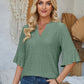 Eyelet Notched Half Sleeve T-Shirt