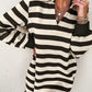 Contrast Striped Johnny Collar Long Sleeve Mini Dress