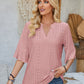 Eyelet Notched Half Sleeve T-Shirt