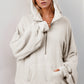 Double Take Half Zip Long Sleeve Hoodie with Kangaroo Pocket