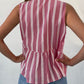 Tied Striped Round Neck Tank