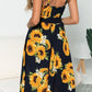Smocked Sunflower Printed Sleeveless Cami Dress