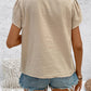 Notched Short Sleeve Blouse