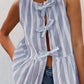 Tied Striped Round Neck Tank