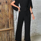 Tied V-Neck Half Sleeve Wide Leg Jumpsuit