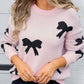Bow Round Neck Dropped Shoulder Sweater