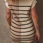 Striped Quarter Zip Cap Sleeve Sweater Dress