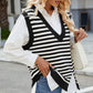 Slit V-Neck Striped Sweater Vest