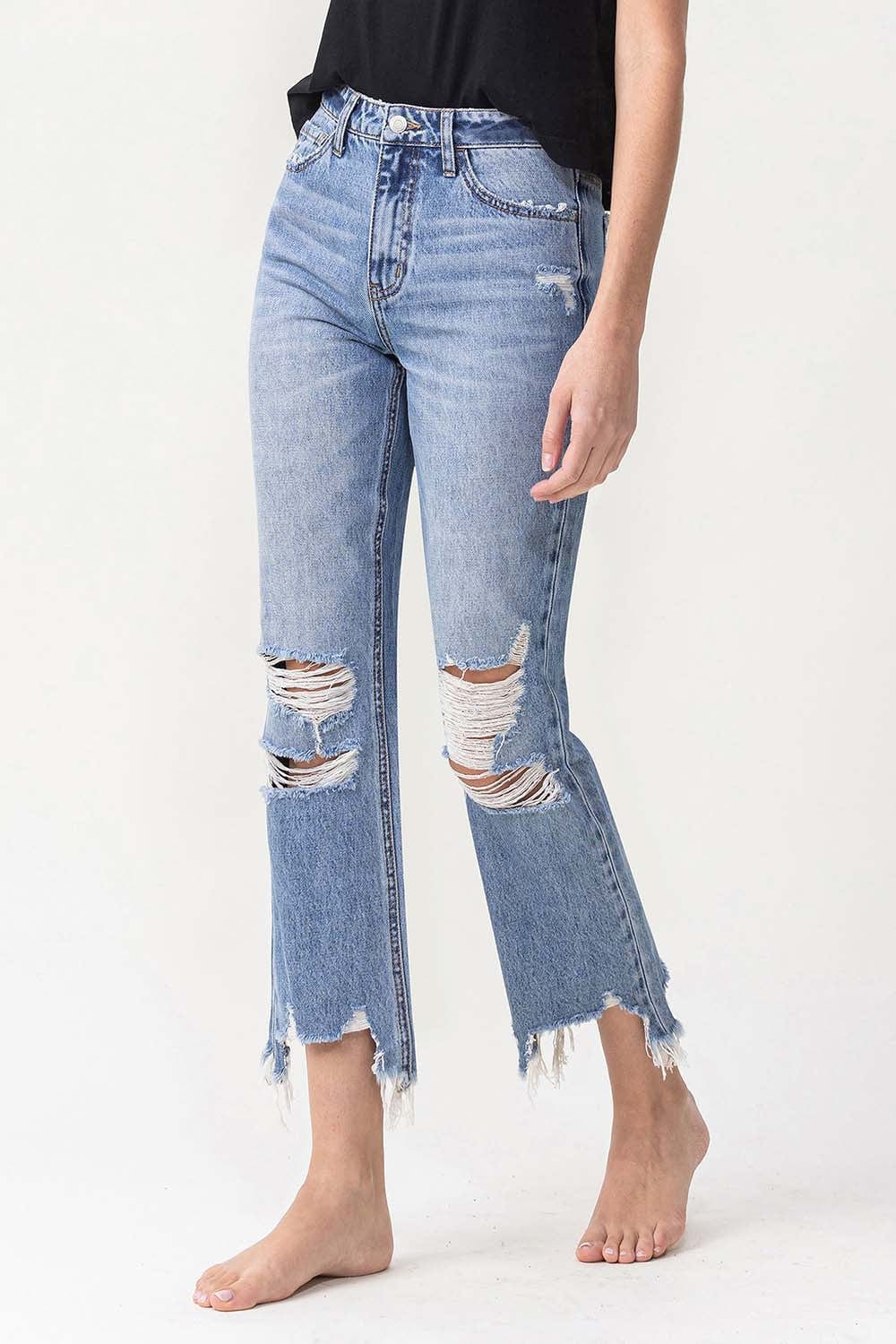 Lovervet High Rise Distressed Straight Jeans *