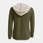Full Size Waffle-Knit Contrast Long Sleeve Hoodie