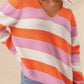 Color Block V-Neck Long Sleeve Sweater