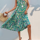 Tassel Printed Tie Neck Sleeveless Dress