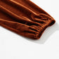Notched Long Sleeve Velvet Top