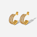 Jack & Din Stainless Steel Inlaid Zircon C-Hoop Earrings *