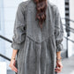 Distressed Collared Neck Flounce Sleeve Denim Dress