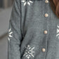 Pearl Trim Collared Neck Long Sleeve Cardigan
