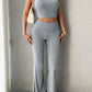 Devine Ribbed Round Neck Tank and Pants Set
