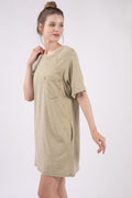 VERY J Washed Round Neck Mini Tee Dress *