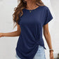 Full Size Asymmetric Hem Round Neck T-Shirt