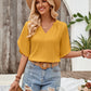 Notched Slit Half Sleeve Blouse