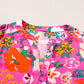 Printed Notched Short Sleeve Blouse