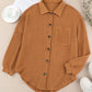 Waffle-Knit Collared Neck Long Sleeve Shirt
