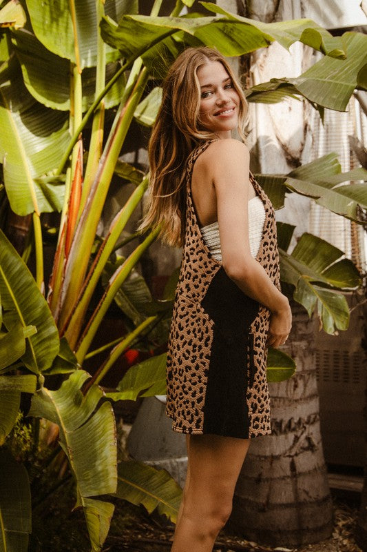 BiBi Leopard Sleeveless Overalls with Pockets - Brand BiBi