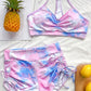 Tie-Dye Spaghetti Strap Top and Drawstring Shorts Swim Set
