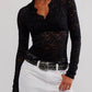 V-Neck Long Sleeve Lace Top