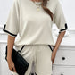 Devine Contrast Trim Round Neck Top and Shorts Set