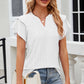 Full Size Eyelet Notched Flutter Sleeve T-Shirt