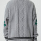 Star Embroidered V-Neck Long Sleeve Cardigan